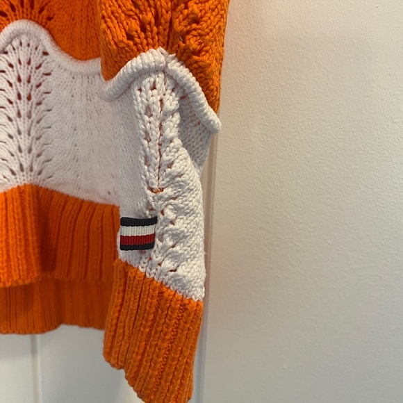 Tommy Hilfiger Sleeveless sweater orange and white womens Size XL - Picture 3 of 4